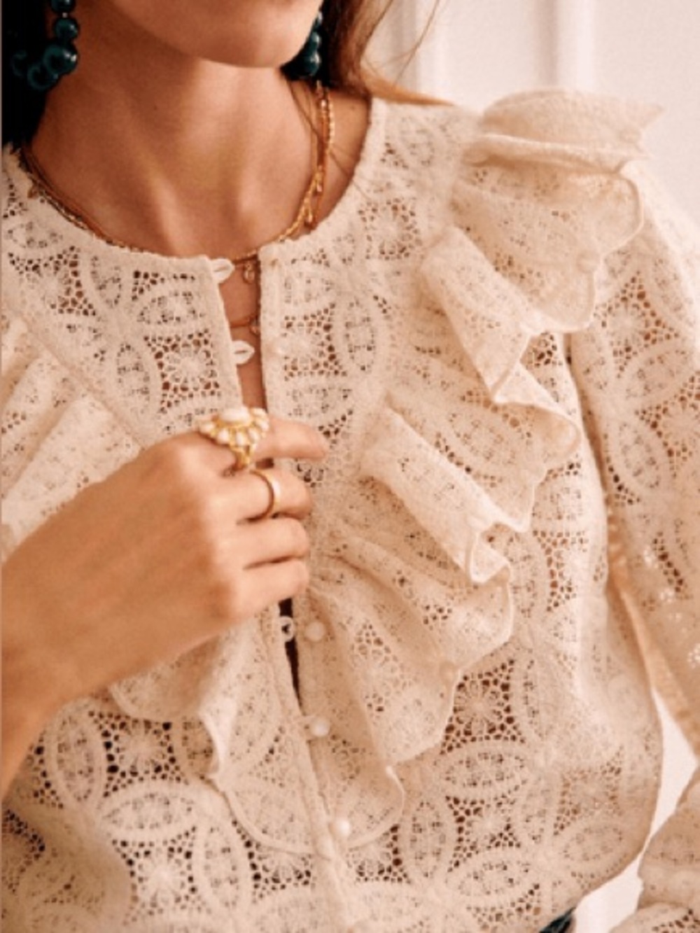 Sezane top chemise angela blouse Cream FR34 XXS-XS